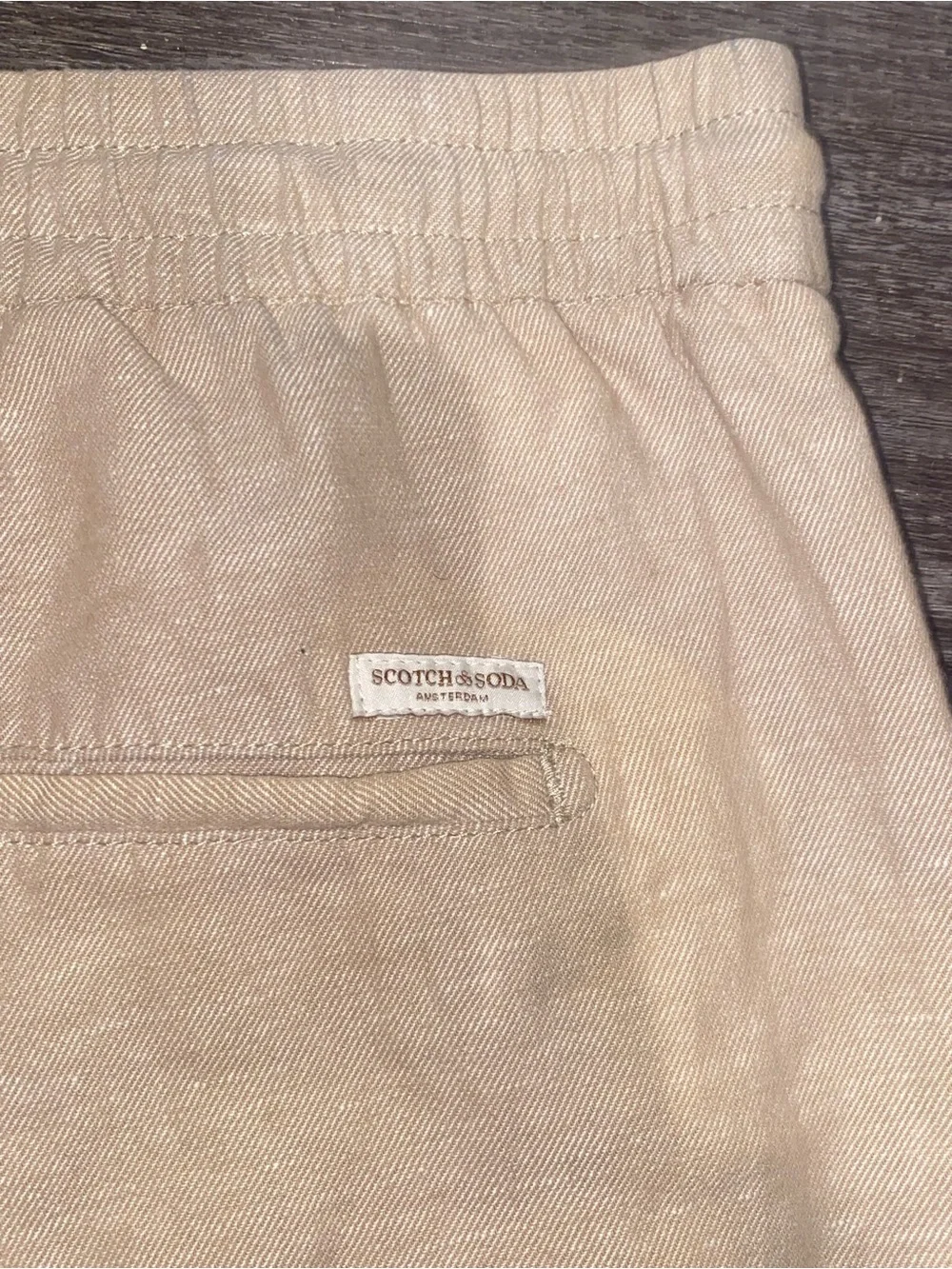 Scotch & Soda Amsterdam Warren Beige Relaxed Straight Leg Pants